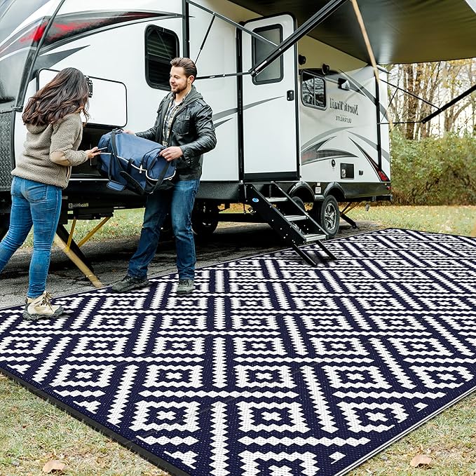 GENIMO Outdoor Rug for Patio Clearance, Reversible Plastic Straw Rugs for RV by GENIMO