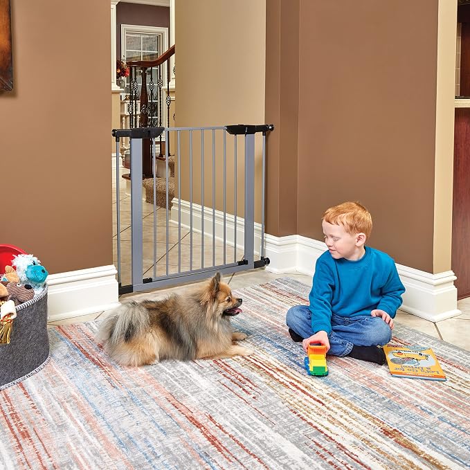 MidWest Homes for Pets 29-Inch High Walk-thru Pressure Mounted Gray Steel Dog - Image 4