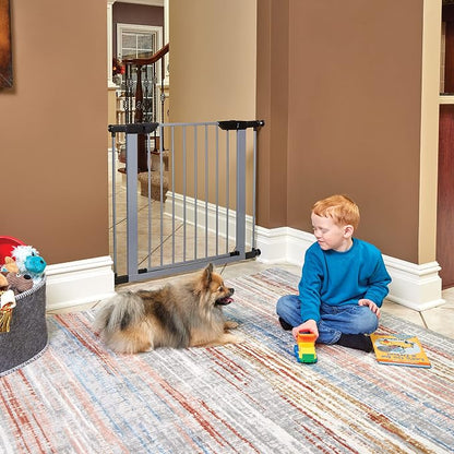 MidWest Homes for Pets 29-Inch High Walk-thru Pressure Mounted Gray Steel Dog - Image 4
