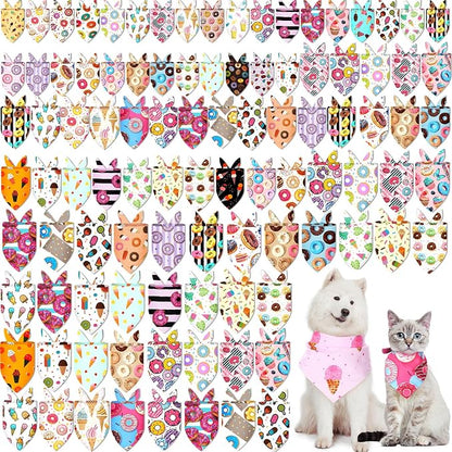 100 Pcs Dog Bandanas Bulk Hawaiian Dog Bandanas Summer 3 Sizes Washable by Huhumy