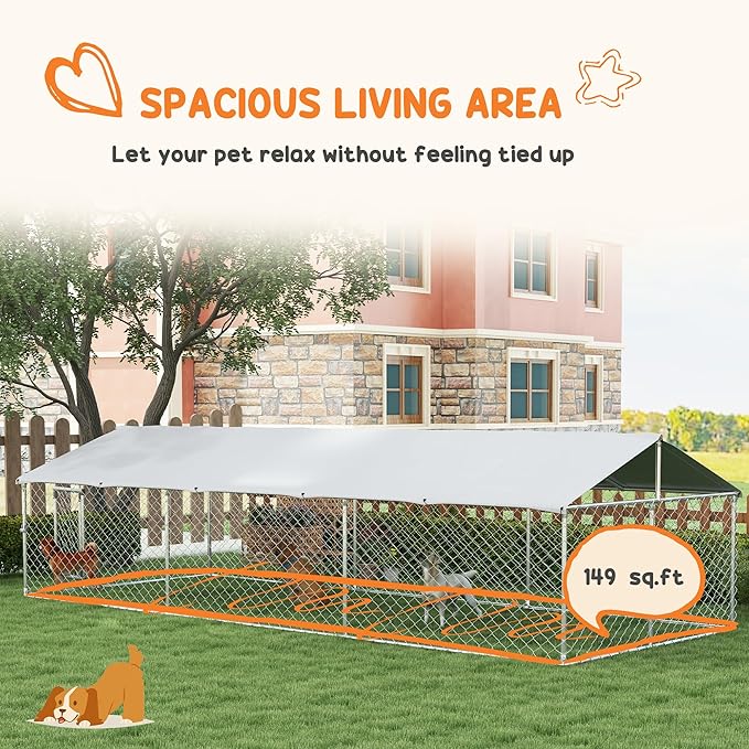 PawHut Outdoor Dog Kennel, Heavy Duty Dog Run Outdoor Fence - Image 4