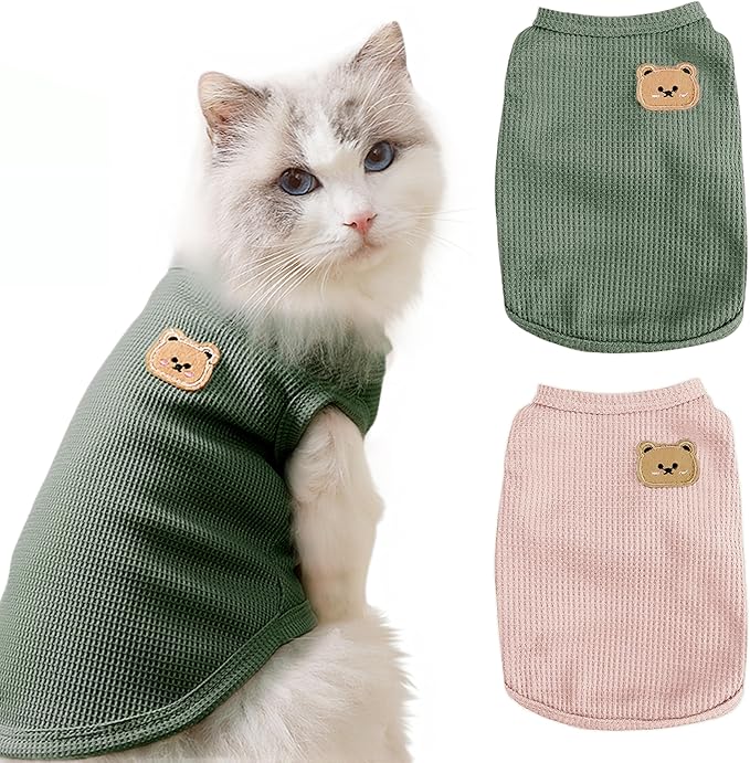 Waffle Knit Cat & Dog T Shirt for Small Dogs, Stretchable Puppy Shirt for by Unknown