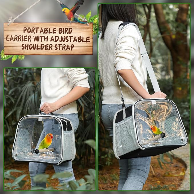 Suertree Small Bird Carrier, Large Window Travel Cage - Image 5