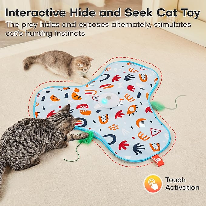 Potaroma Hide and Seek Interactive Cat Toys, Moving Concealed Wand Feather - Image 2