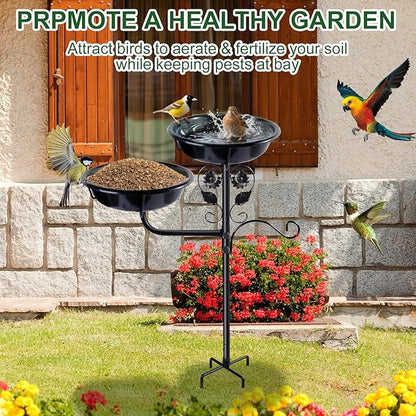 32.7 Inch Metal Bird Bath for Outside, Double Bowls Bird Baths for Outdoors - Image 5