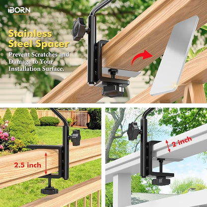 iBorn Bird Bath for Outside, Deck Mounted Bird Bath 12in，Birds Baths for - Image 9