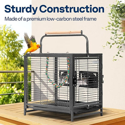 VIVOHOME 19 Inch Wrought Iron Bird Travel Carrier Cage - Image 3