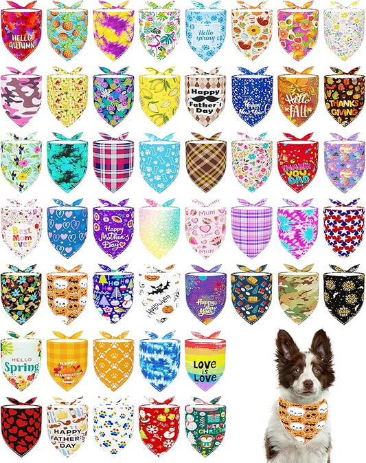 PET SHOW 50 Pack Big Dog Bandanas Bulk XL Assorted Random Dog Scarves Bibs by PETSHOW
