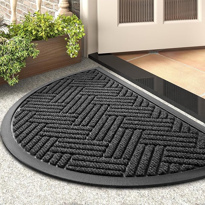 tchdio Door Mat Outdoor Indoor Entrance Doormat-Semicircular Durable Rubber Non by Tchdio