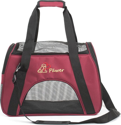 Pawer Soft-Sided Pet Carrier for Cat and Small Dog, Burgundy Color, Medium Size by P%C3%84WER