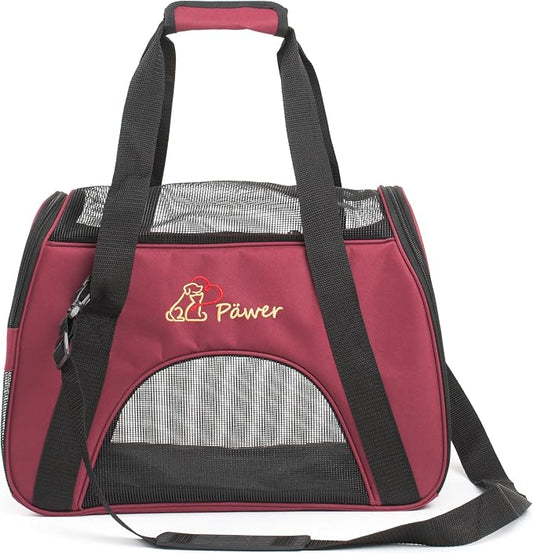 Pawer Soft-Sided Pet Carrier for Cat and Small Dog, Burgundy Color, Medium Size by P%C3%84WER