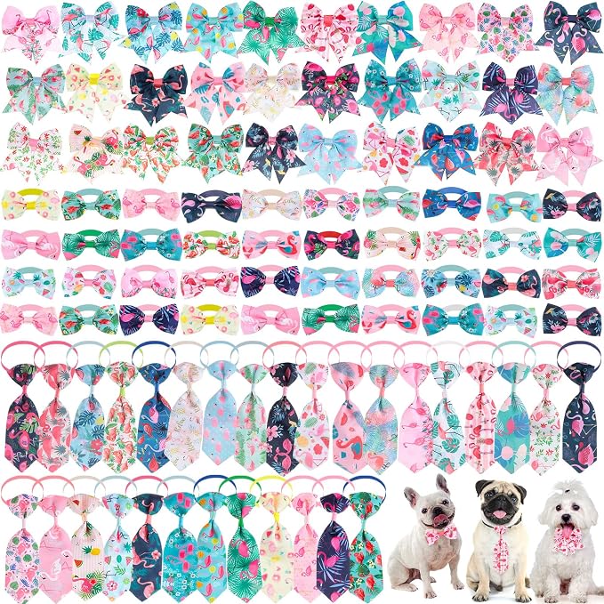 Reginary 100 Pieces Dog Bow Tie Collar Set Include 40 Dog Neckties, and 30 by Reginary