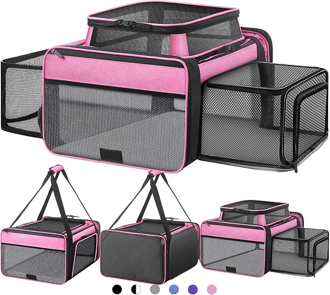 Top and 2 Sides Expandable Cat Carrier 18x13.5x9.5, TSA Airline Approved Dog by SHARLOVY