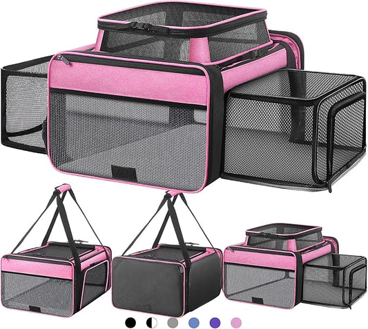 Top and 2 Sides Expandable Cat Carrier 18x13.5x9.5, TSA Airline Approved Dog by SHARLOVY