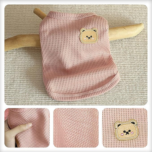 Waffle Knit Cat & Dog T Shirt for Small Dogs, Stretchable Puppy Shirt for - Image 2