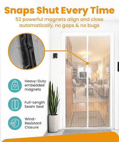 Flux Phenom Magnetic Screen Door Mesh 38x82 Inch – Easy Install, Strong Magnet - Image 3