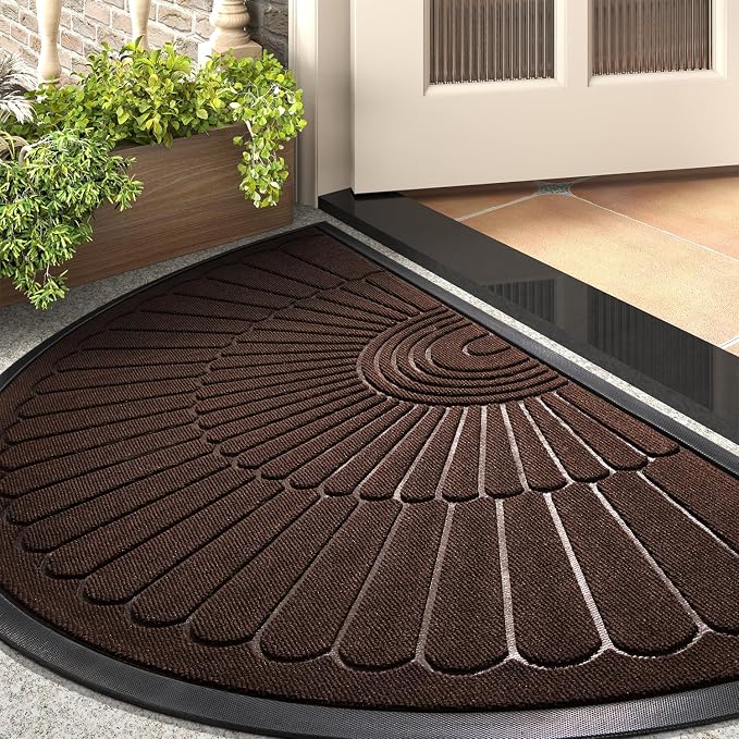 tchdio Door Mat Outdoor Indoor Entrance Doormat-Semicircular Durable Rubber Non by Tchdio