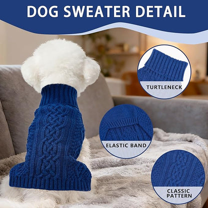 Dog Sweaters Small Dog Clothes Winter Turtleneck Puppy Sweater Warm Pet Cat - Image 3