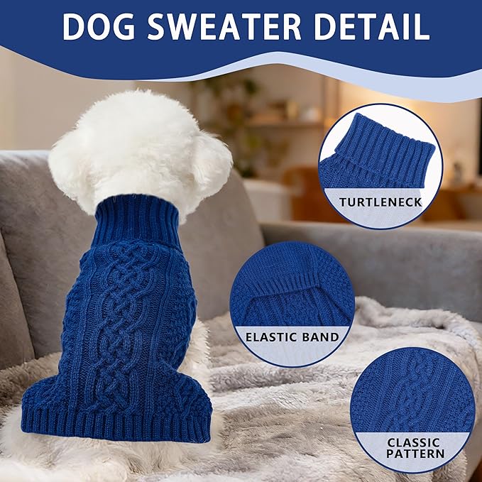Dog Sweaters Small Dog Clothes Winter Turtleneck Puppy Sweater Warm Pet Cat - Image 3
