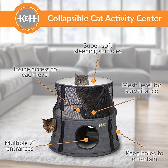 K&H Pet Products Kitty Tower Classy Gray 2 Story - Image 2