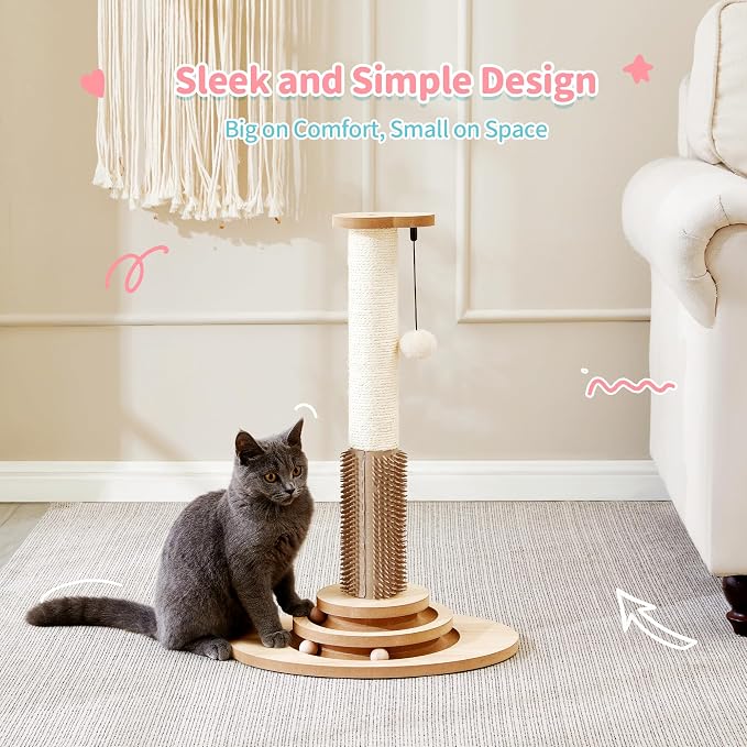 Made4Pets Cat Scratching Post, 4-in-1 Interactive Trackball Toys - Image 8