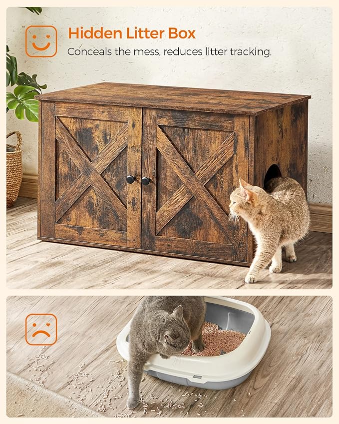 Feandrea Cat Litter Box Enclosure, Litter Box Furniture Hidden - Image 6
