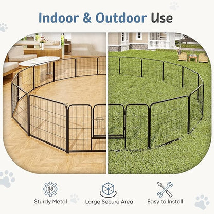 DUMOS Dog Playpen Indoor, Metal 24 Inch 16 Panels Foldable Pet Fence - Image 4