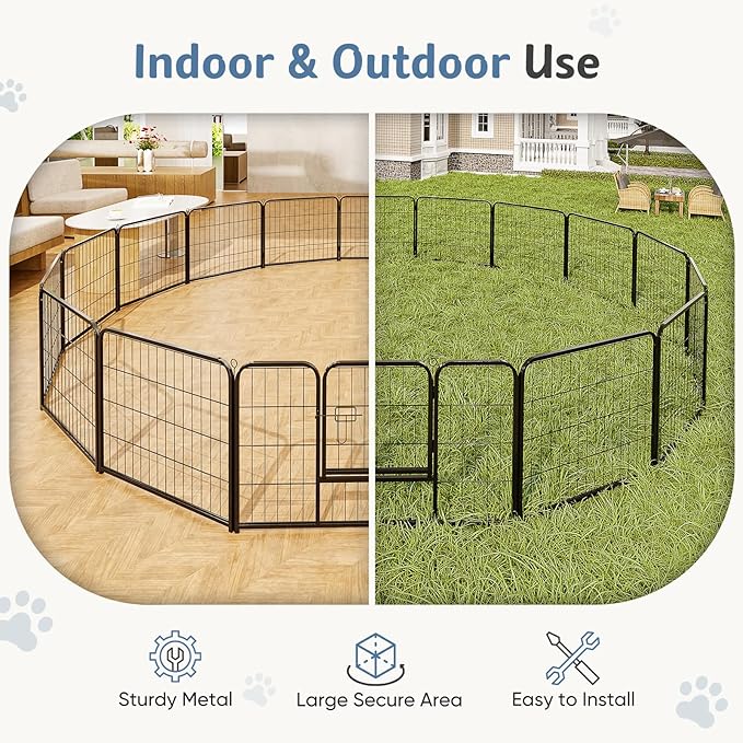 DUMOS Dog Playpen Indoor, Metal 32 Inch 16 Panels Foldable Pet Fence - Image 4