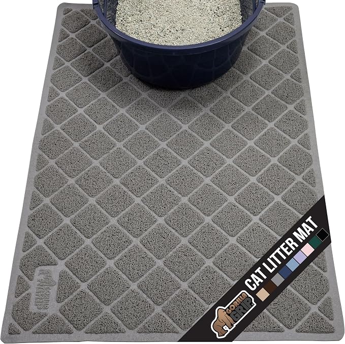GORILLA GRIP Cat Litter Box Mat, Water Resistant, US Designed Kitty Litter by GorillaGrip