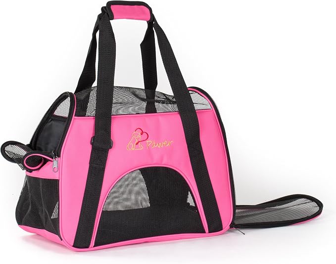 Pawer Soft-Sided Pet Carrier for Cat and Small Dog, Hot Pink Color, Medium Size - Image 3