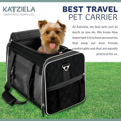 Katziela Deluxe Quilted Airline Approved Pet Dog & Cat Carrier - Image 5