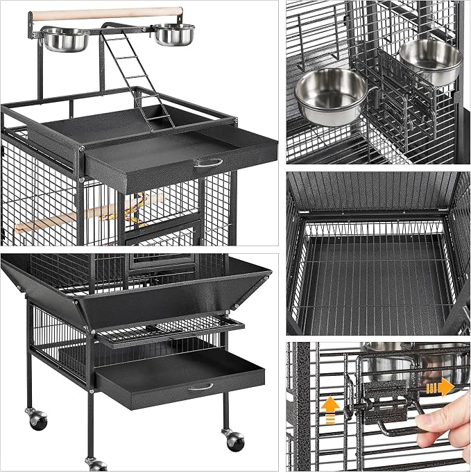 Yaheetech 61-inch Playtop Wrought Iron Large Parrot Bird Cages - Image 7