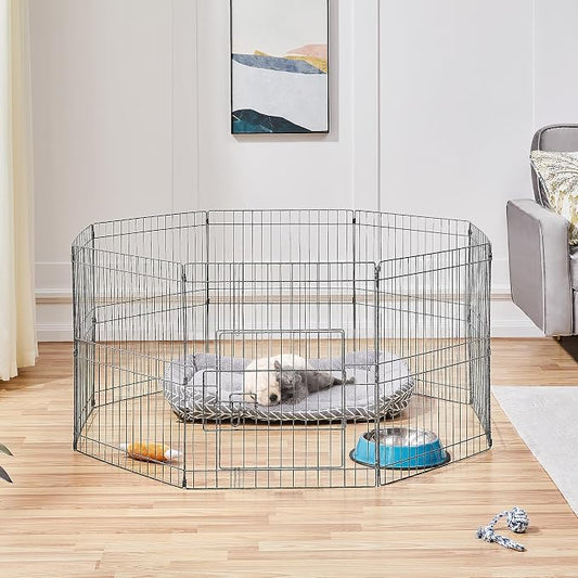 Yaheetech 24" High 8 Panel Foldable Metal Dog Exercise Pen Pet Playpen Dog - Image 2