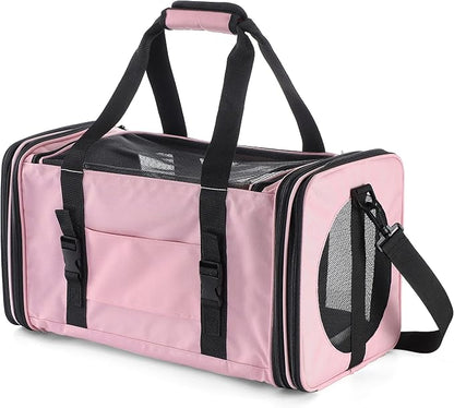 Soft-Sided Pet Carrier for Cats Small Dogs of 15 Lbs Medium Pink - Image 4