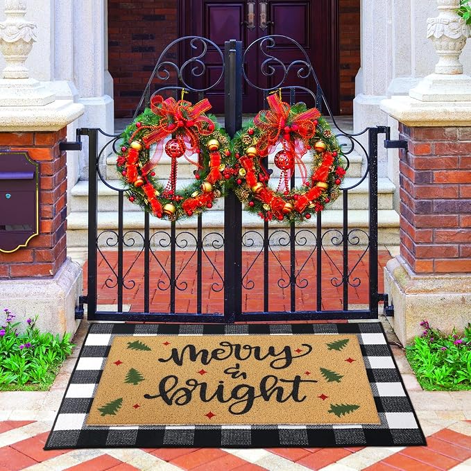 Tinideya 2 Pcs Door Mat Welcome Non Slip Coir Mats Floor Layering Doormats - Image 6