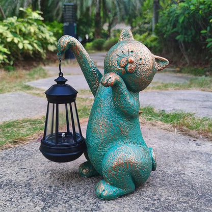 JOYBEE Garden Statues Cat with Solar Lantern Outdoor Decor-Cat Solar Figurines - Image 6