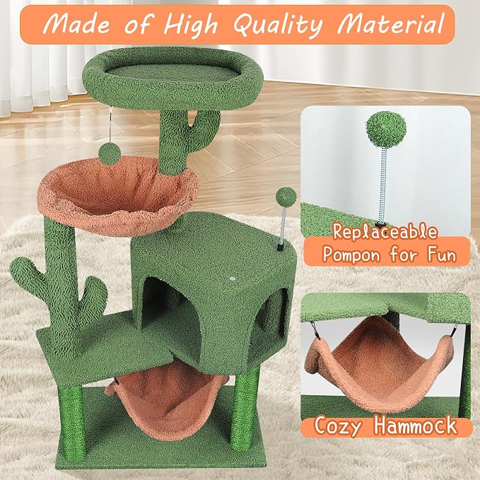 YUNIQUE Cat Tree with Cat Condo Scratch Post and Big Hammock - Image 6