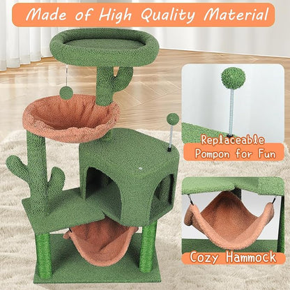 YUNIQUE Cat Tree with Cat Condo Scratch Post and Big Hammock - Image 6