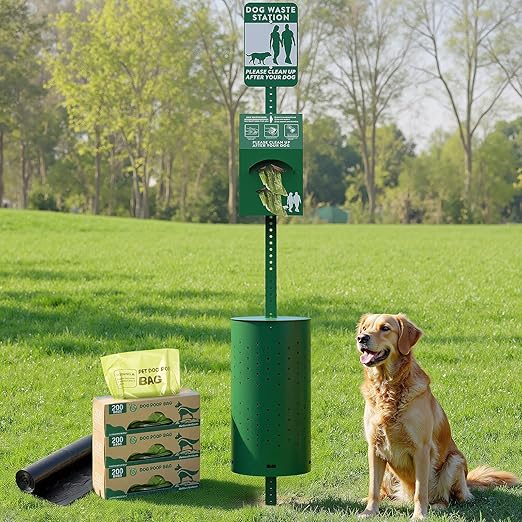 Dog Waste Station Outdoor, Pet Waste Disposal Station Rustproof Aluminum by MetaTeel