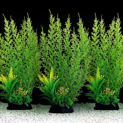 Fish Tank Accessories Large Plants, Aquarium Decor Plastic Plants 3pcs by QUOZUO