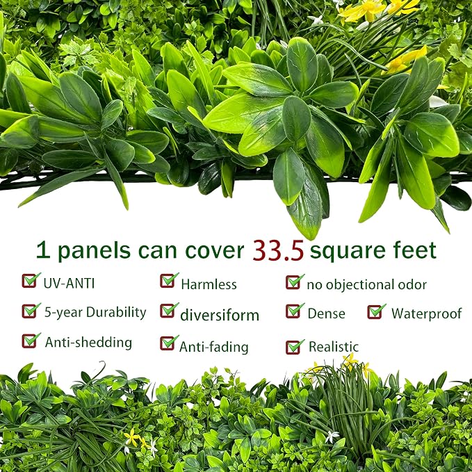 Artificial Plant Wall Roll: 40X120 in UV-Anti Ivy Privacy Fence Screen Faux - Image 3
