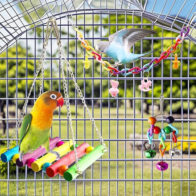 Bird Parakeet Cockatiel Toys, ESRISE Birds Cage Accessories Swing Climbing - Image 5