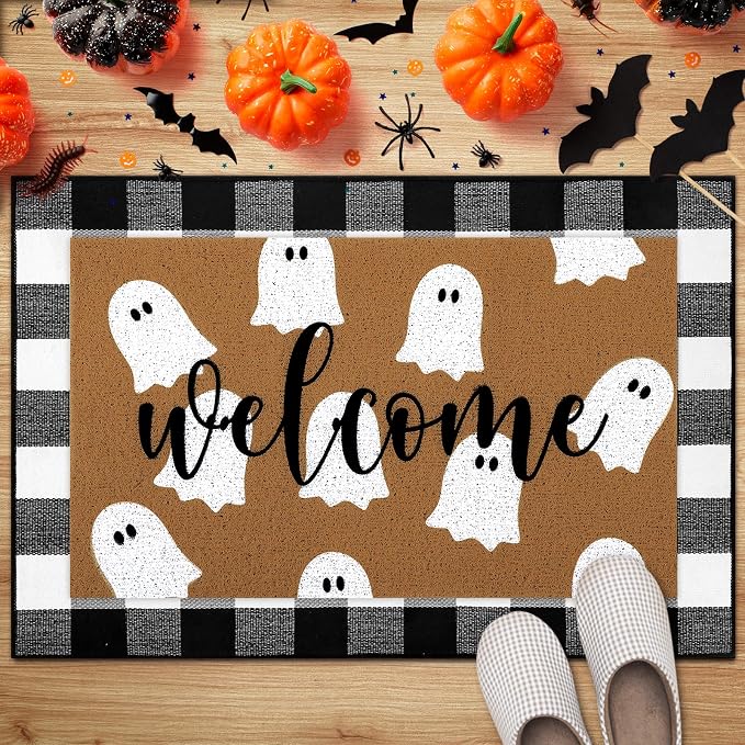 Tinideya 2 Pcs Door Mat Welcome Non Slip Coir Mats Floor Layering Doormats by Tinideya