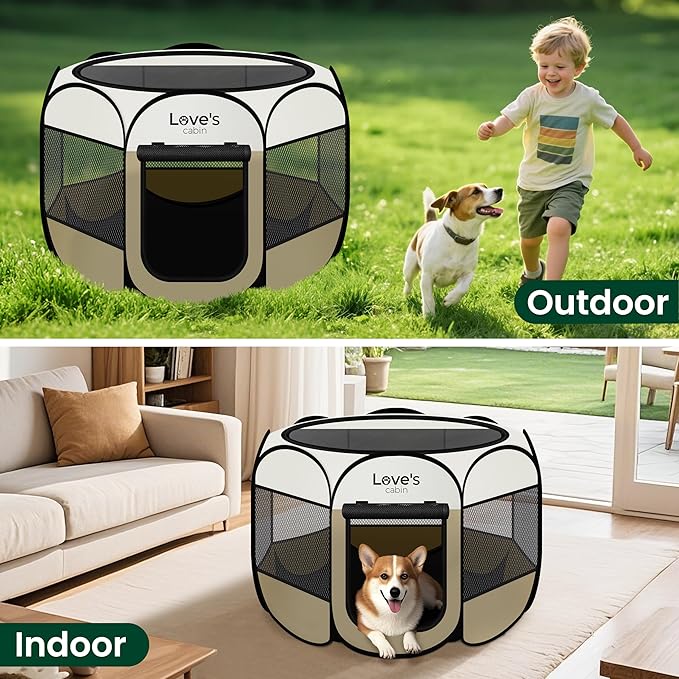 Love's cabin Pet Puppy Dog Playpen, Medium Dog Tent Crates Cage Indoor/Outdoor - Image 7