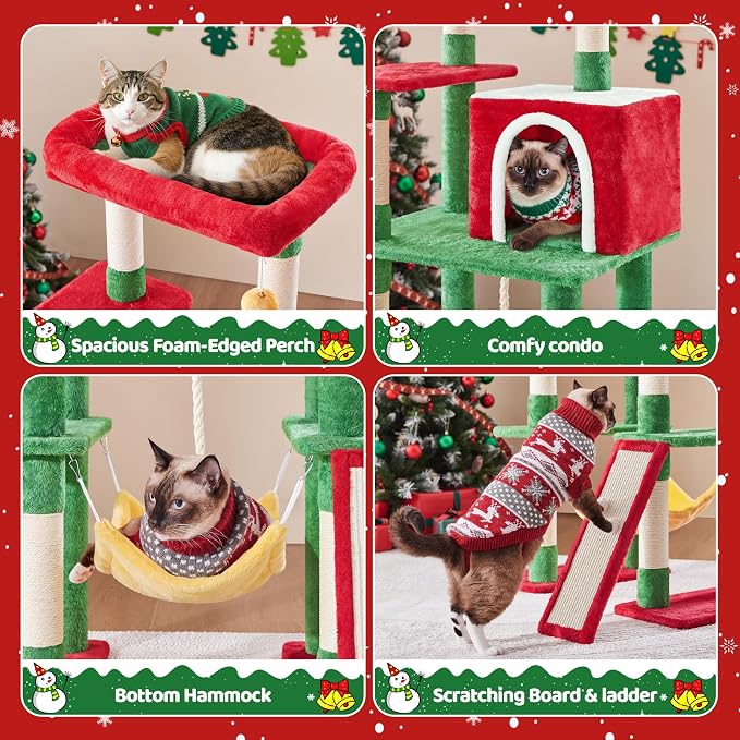 Yaheetech 63in Christmas Cat Tree - Image 3