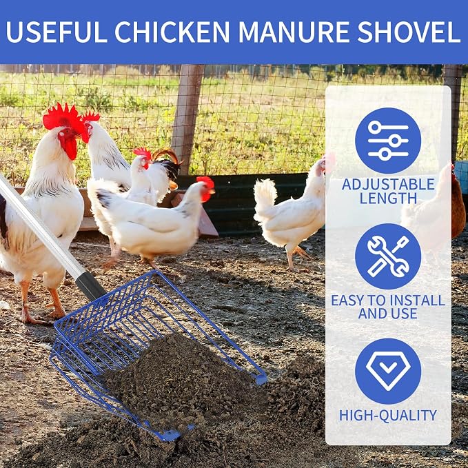 Jonkehai Chicken Poop Scooper 6inch Metal Chicken Litter Scoop Extendable Metal - Image 3