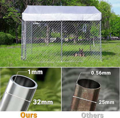 Outdoor Dog Kennel Large with Roof, Dog Run Enclosure, Large Outside Heavy Duty - Image 2
