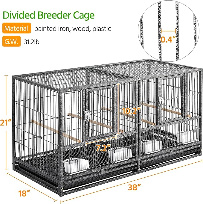 Yaheetech Stackable Bird Cage Divided Breeder Breeding Parakeet Bird Cage - Image 4