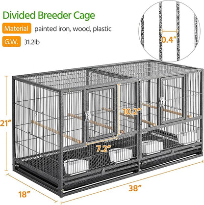 Yaheetech Stackable Bird Cage Divided Breeder Breeding Parakeet Bird Cage - Image 4
