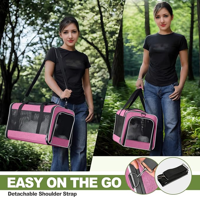 Cat Carrier 18x11x11 Delta Airline Approved, Easy Load Soft Pet Plane Travel - Image 7